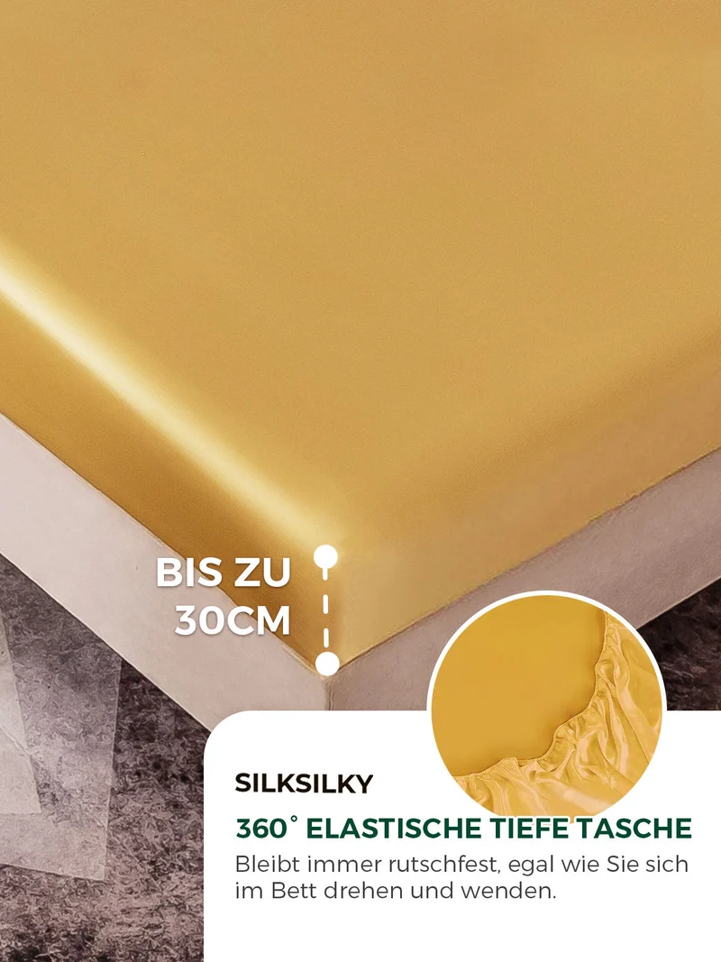 22 Momme Seide 3-teiliges Bettwäsche-Set aus Spannbettlaken und 2 Kissenbezügen