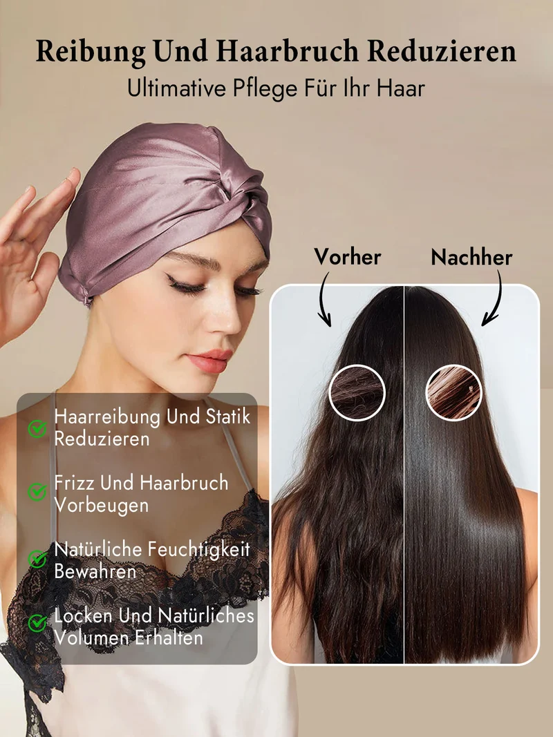 100% Maulbeerseide Schlaf-Turban mit Knotenfront