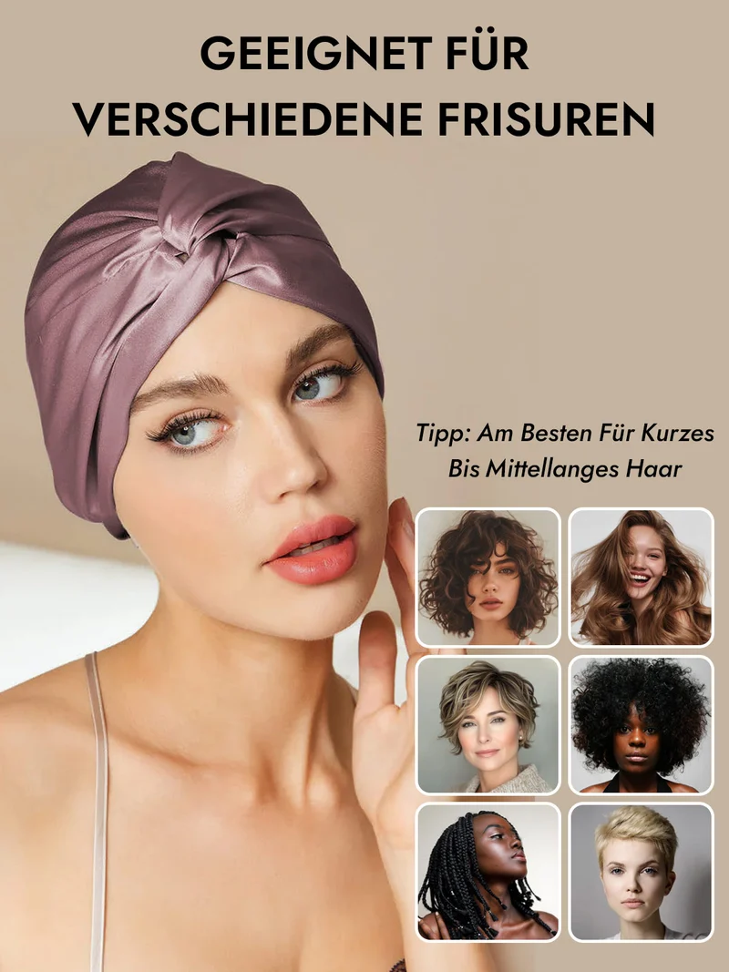 100% Maulbeerseide Schlaf-Turban mit Knotenfront