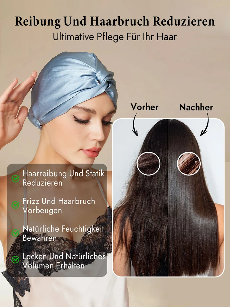 100% Maulbeerseide Schlaf-Turban mit Knotenfront