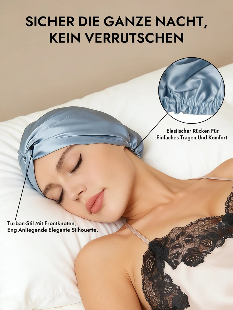 100% Maulbeerseide Schlaf-Turban mit Knotenfront