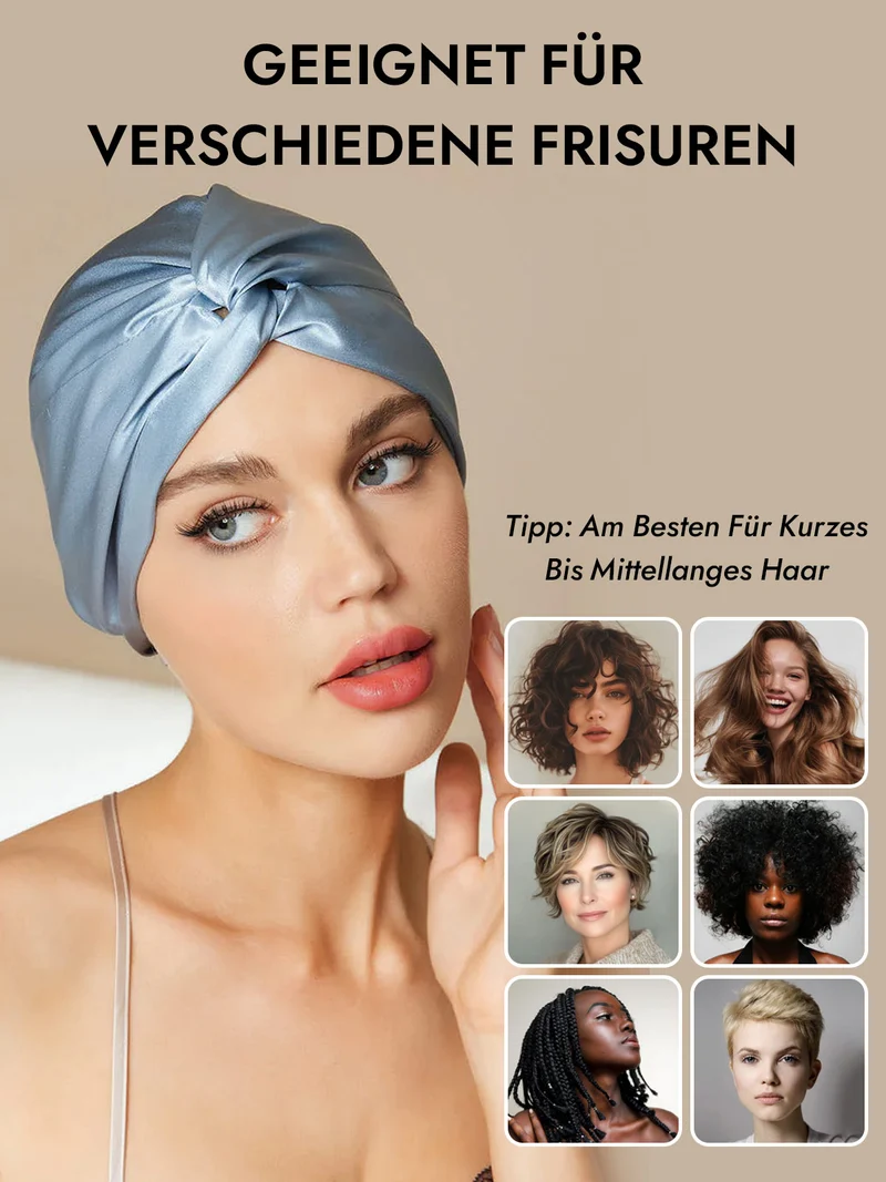 100% Maulbeerseide Schlaf-Turban mit Knotenfront