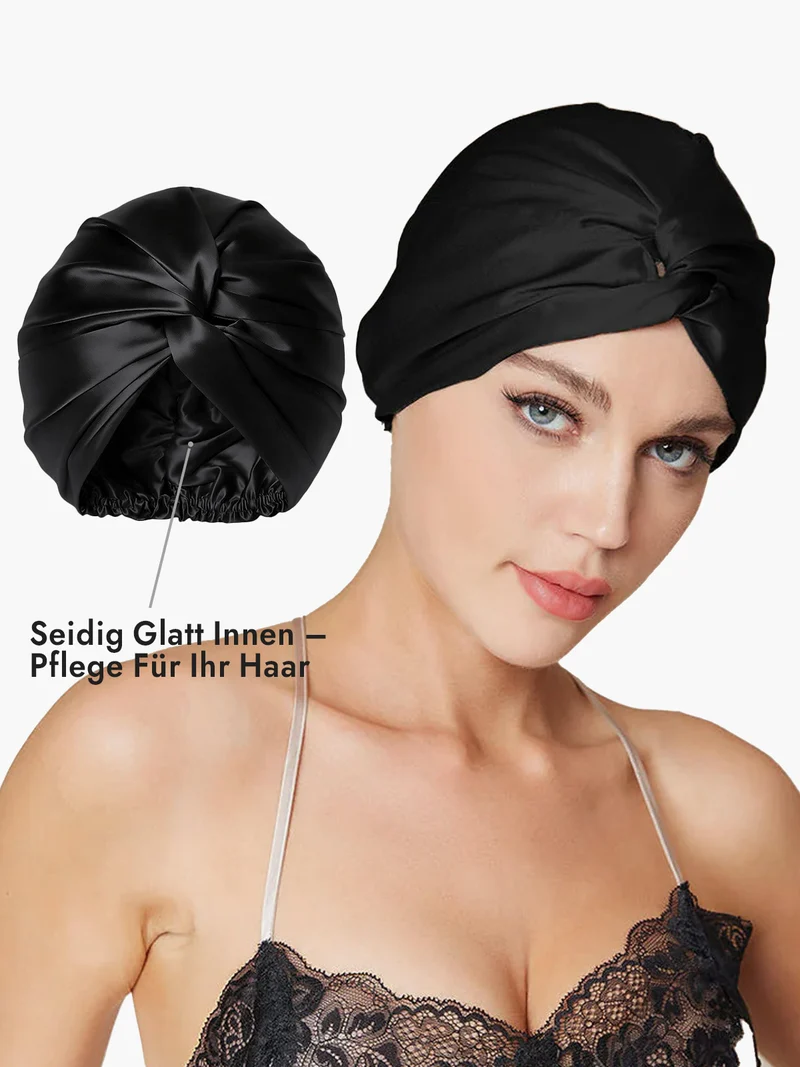100% Maulbeerseide Schlaf-Turban mit Knotenfront