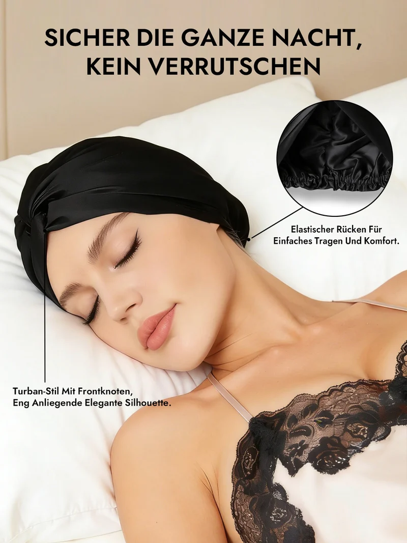 100% Maulbeerseide Schlaf-Turban mit Knotenfront