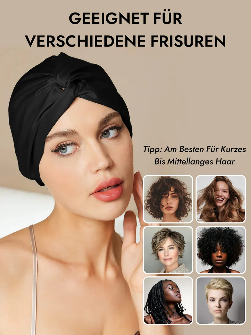 100% Maulbeerseide Schlaf-Turban mit Knotenfront