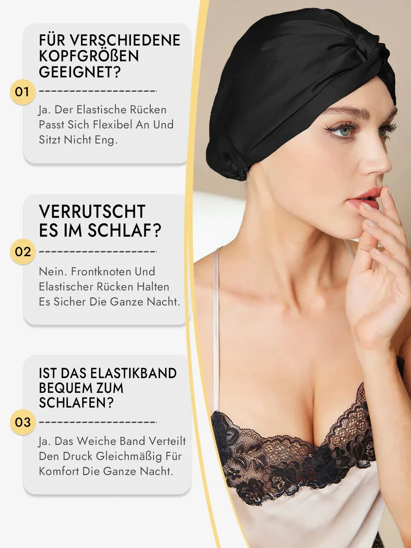 100% Maulbeerseide Schlaf-Turban mit Knotenfront