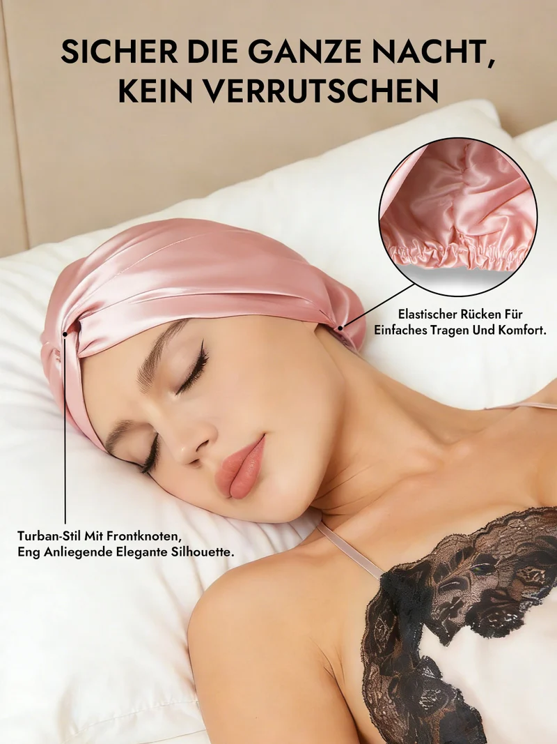 100% Maulbeerseide Schlaf-Turban mit Knotenfront