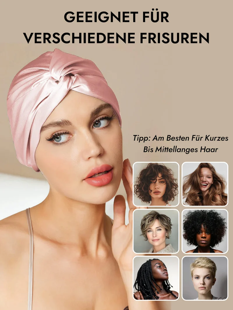 100% Maulbeerseide Schlaf-Turban mit Knotenfront