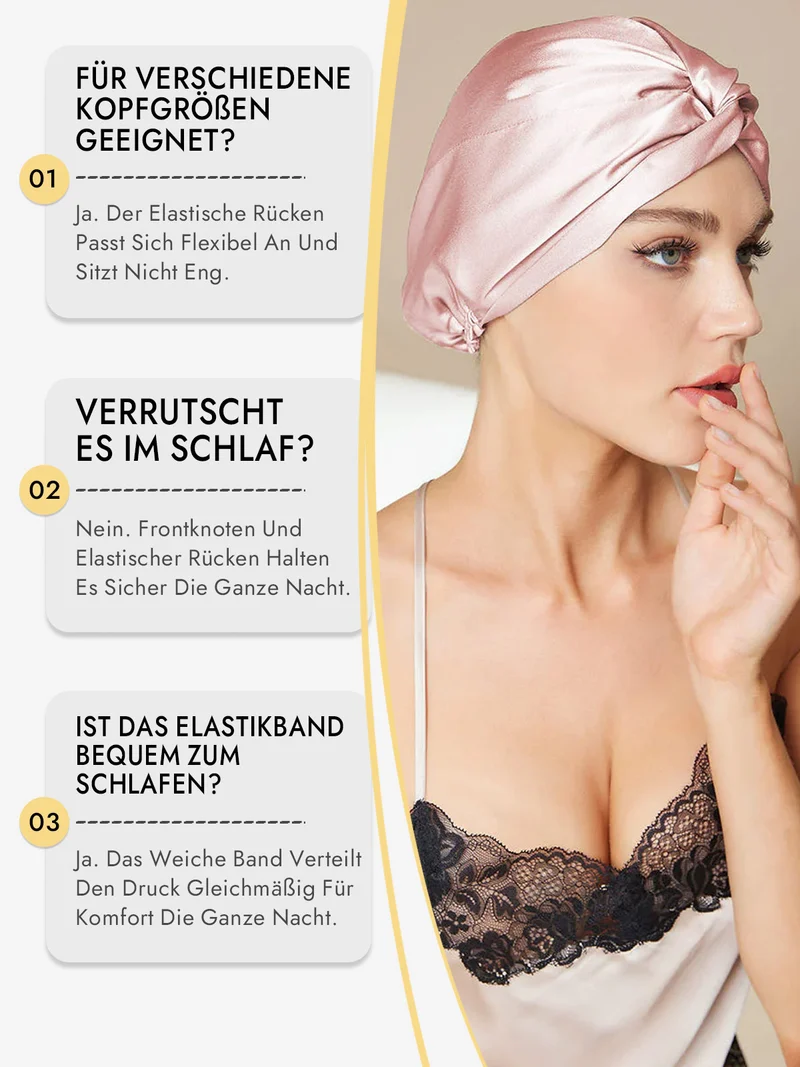100% Maulbeerseide Schlaf-Turban mit Knotenfront