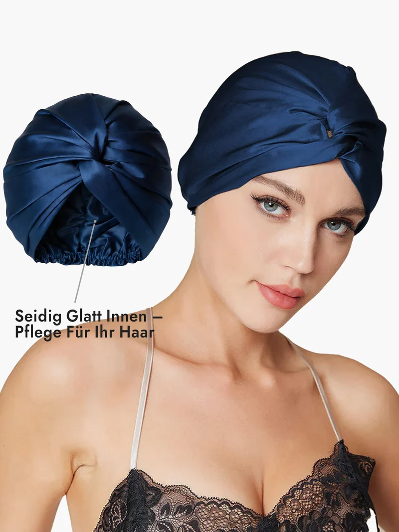 100% Maulbeerseide Schlaf-Turban mit Knotenfront
