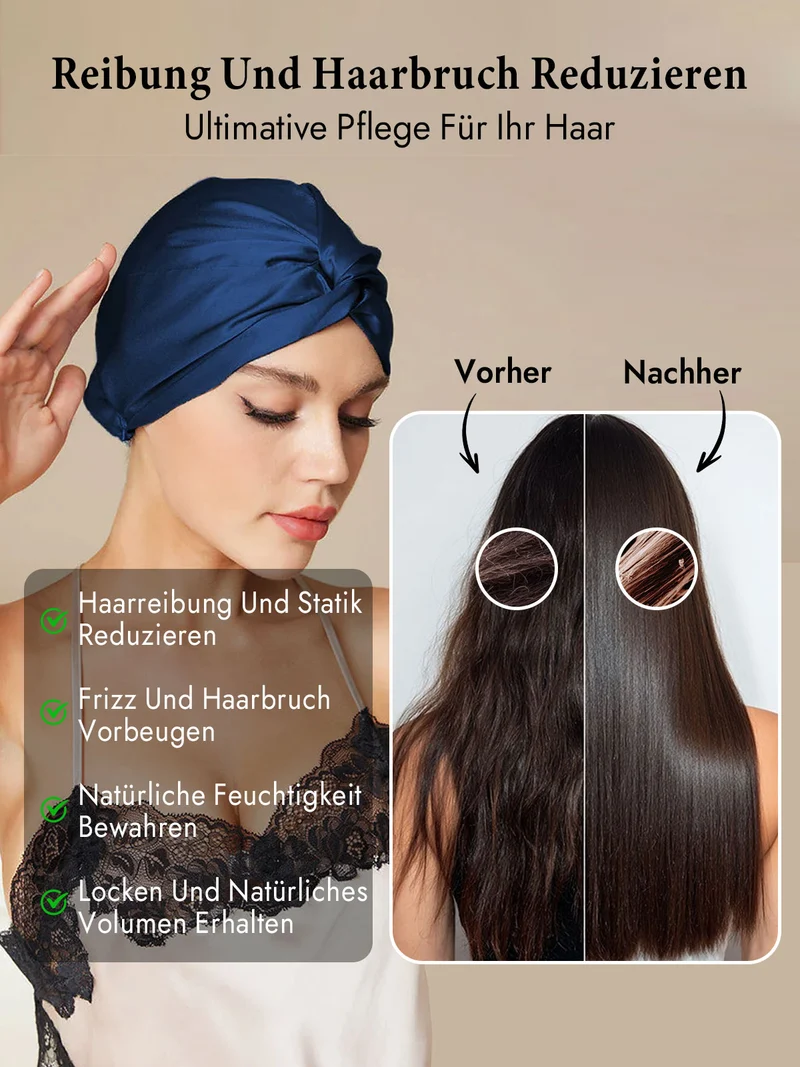 100% Maulbeerseide Schlaf-Turban mit Knotenfront