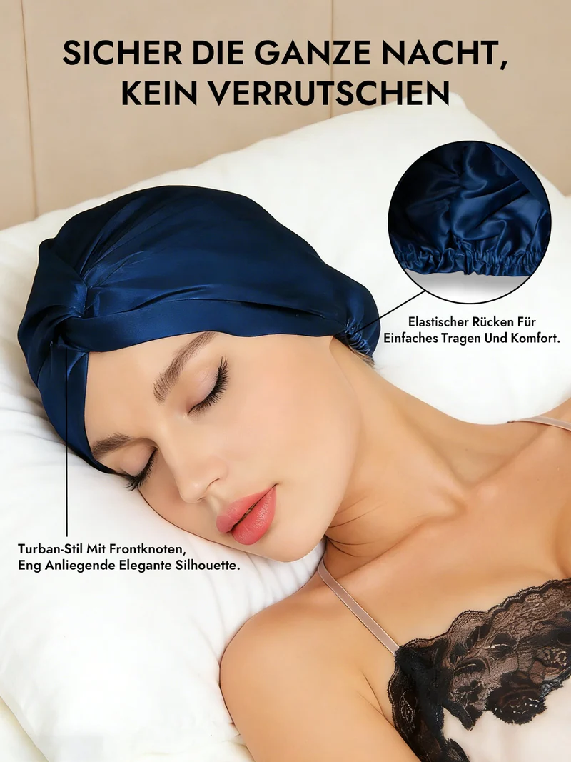 100% Maulbeerseide Schlaf-Turban mit Knotenfront