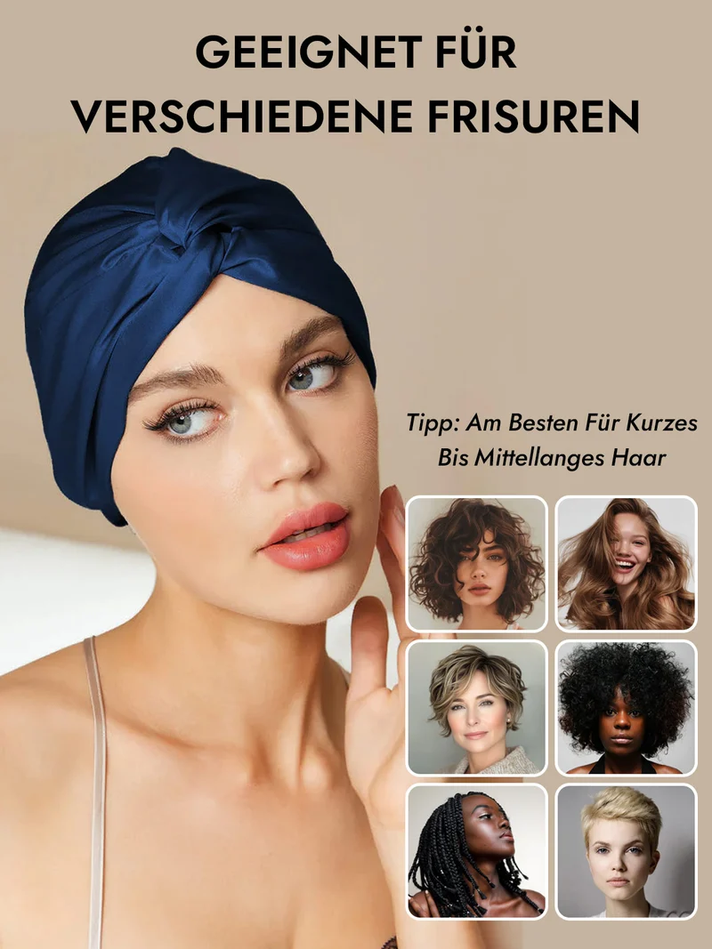100% Maulbeerseide Schlaf-Turban mit Knotenfront