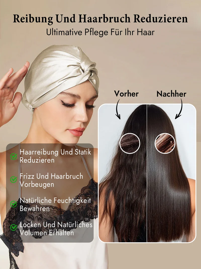 100% Maulbeerseide Schlaf-Turban mit Knotenfront