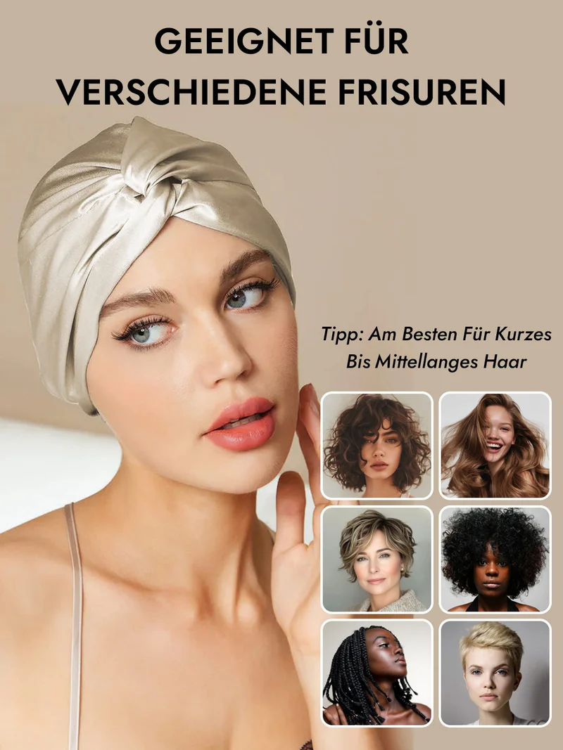 100% Maulbeerseide Schlaf-Turban mit Knotenfront