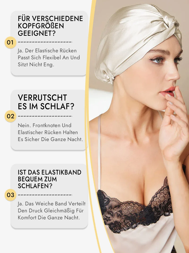 100% Maulbeerseide Schlaf-Turban mit Knotenfront