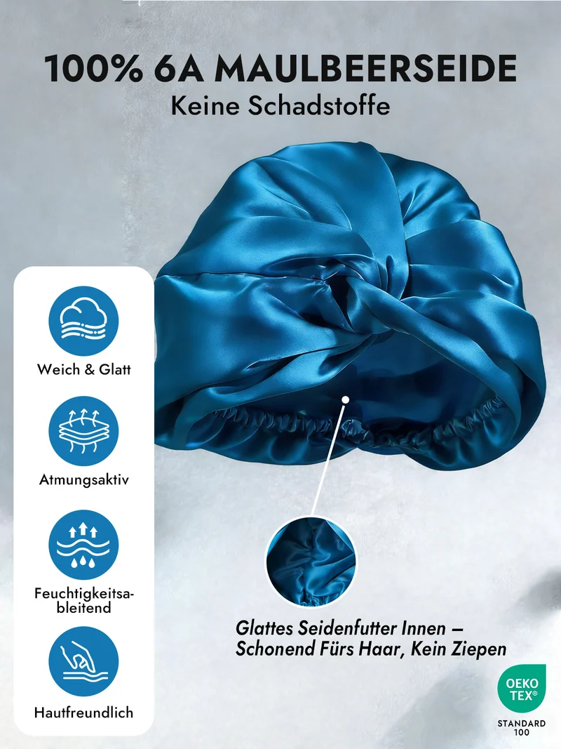 100% Maulbeerseide Schlaf-Turban mit Knotenfront