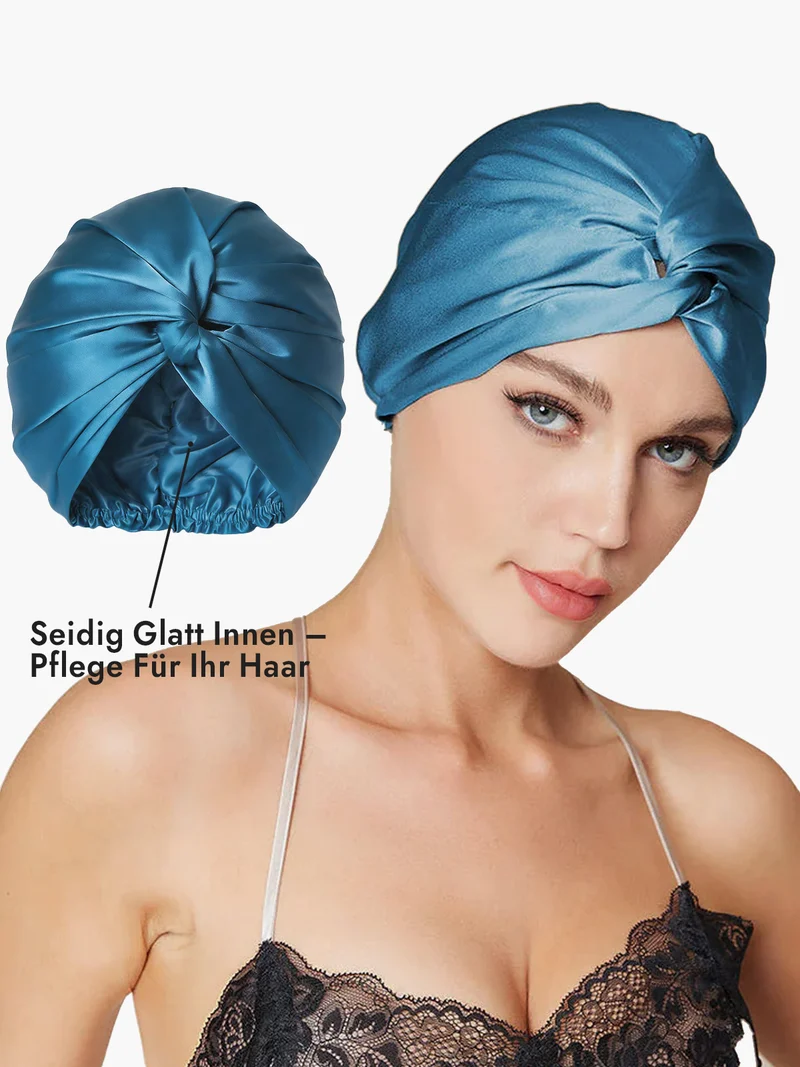 100% Maulbeerseide Schlaf-Turban mit Knotenfront