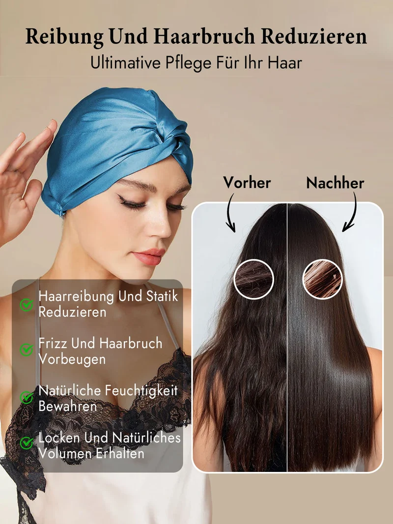 100% Maulbeerseide Schlaf-Turban mit Knotenfront