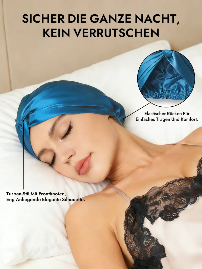 100% Maulbeerseide Schlaf-Turban mit Knotenfront