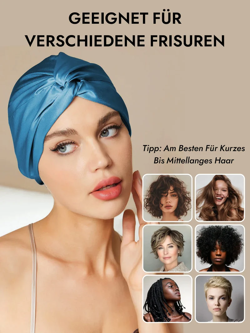100% Maulbeerseide Schlaf-Turban mit Knotenfront