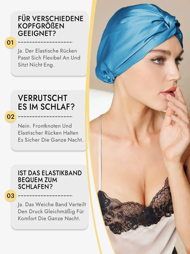 100% Maulbeerseide Schlaf-Turban mit Knotenfront