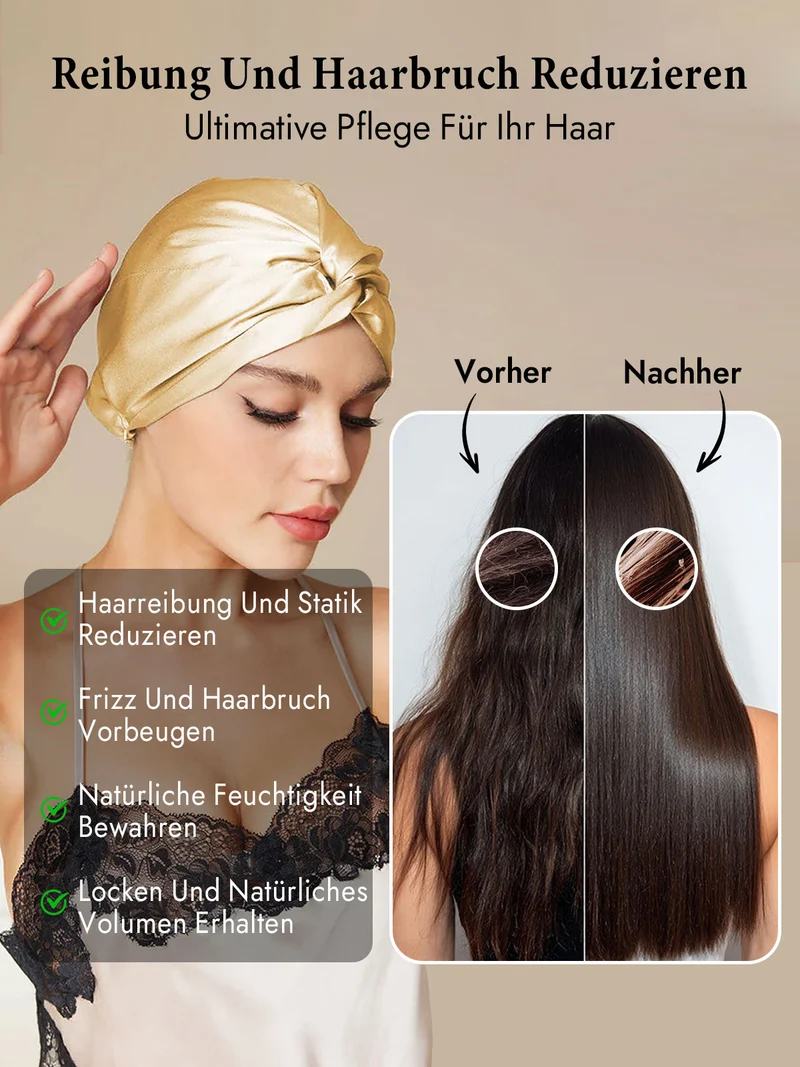 100% Maulbeerseide Schlaf-Turban mit Knotenfront