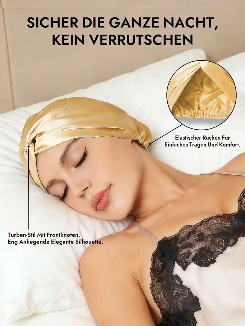 100% Maulbeerseide Schlaf-Turban mit Knotenfront