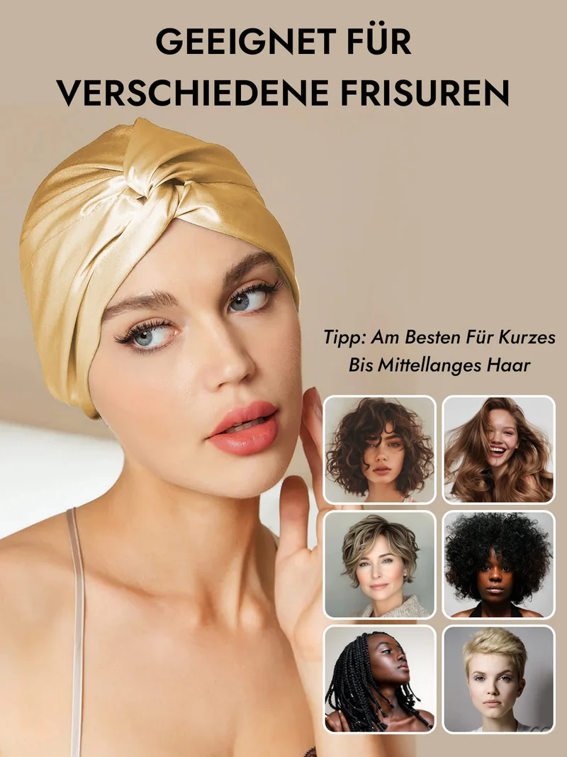 100% Maulbeerseide Schlaf-Turban mit Knotenfront