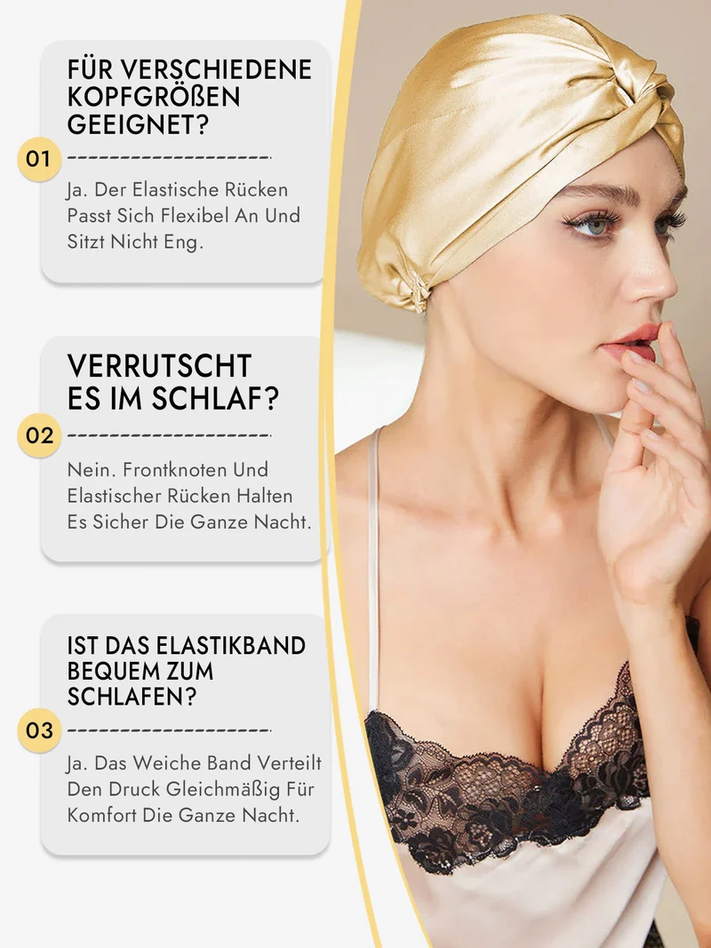 100% Maulbeerseide Schlaf-Turban mit Knotenfront