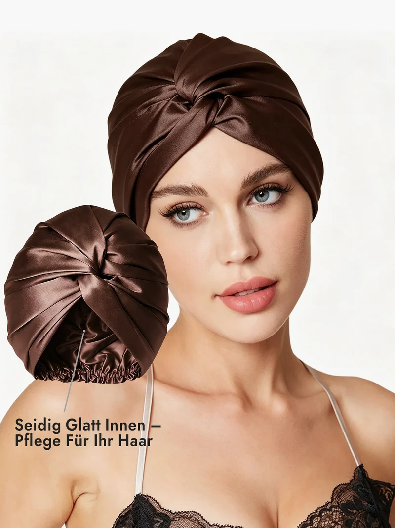 100% Maulbeerseide Schlaf-Turban mit Knotenfront