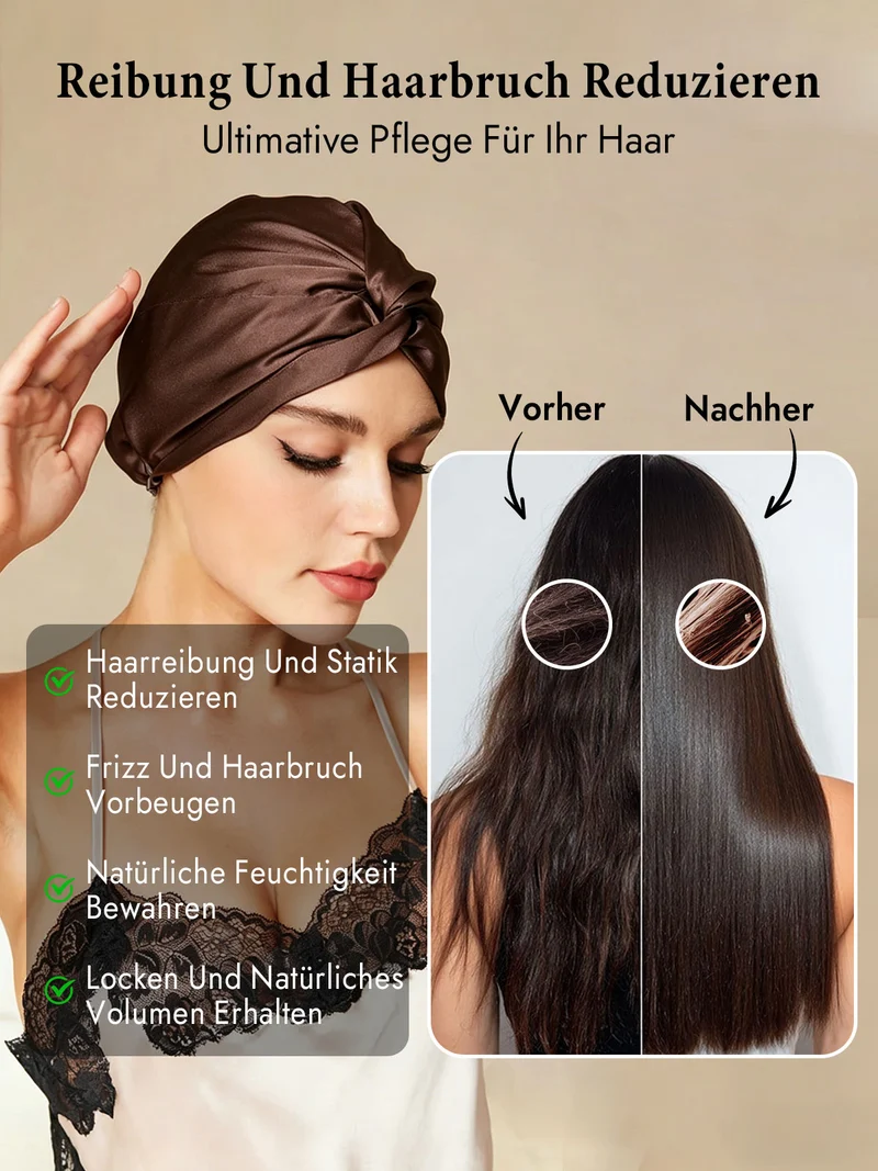 100% Maulbeerseide Schlaf-Turban mit Knotenfront