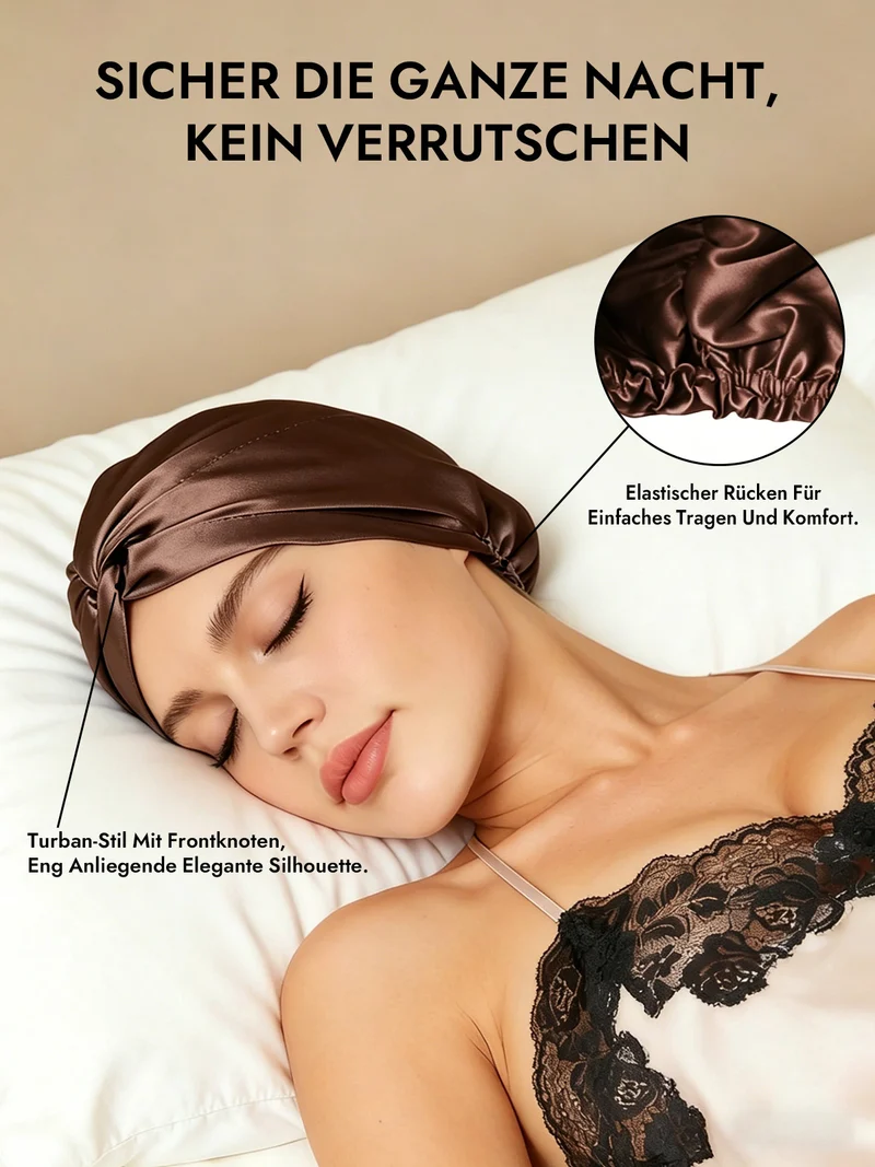 100% Maulbeerseide Schlaf-Turban mit Knotenfront