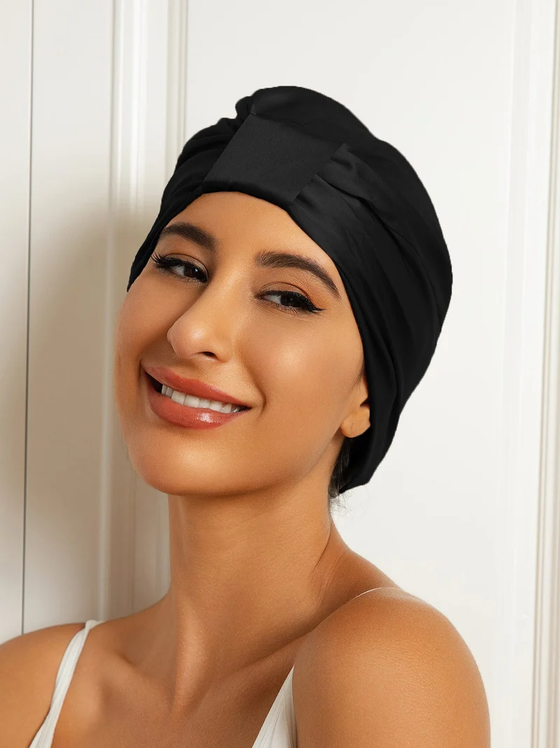 Reine Seide Doppelschicht Nacht Turban Seidenhaube