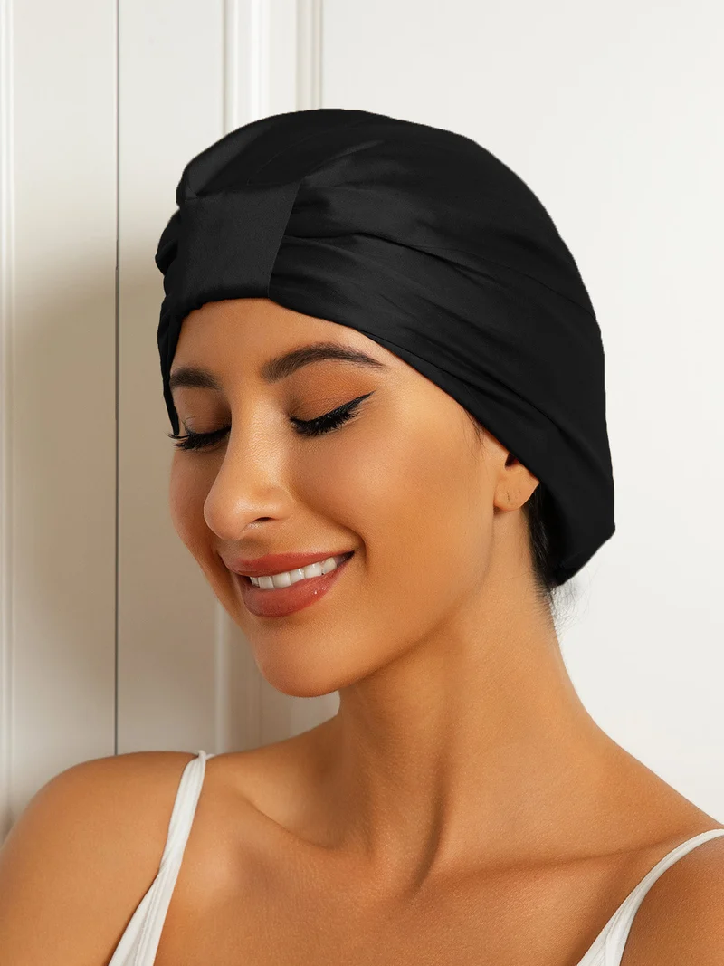 Reine Seide Doppelschicht Nacht Turban Seidenhaube
