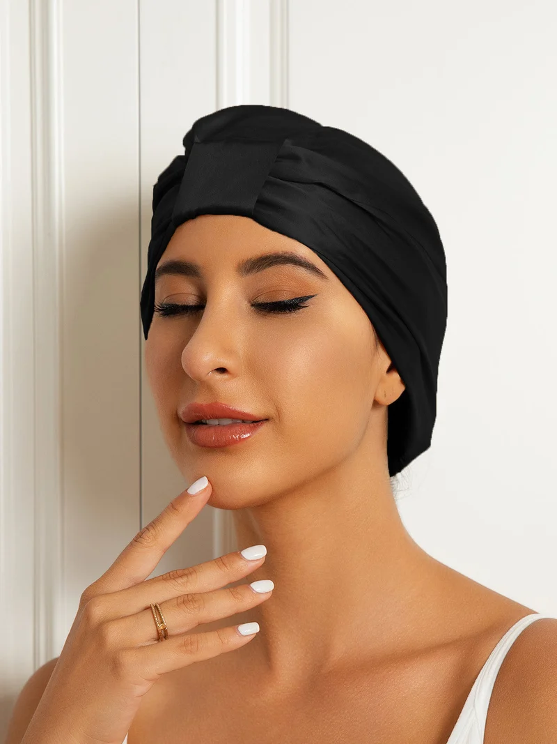 Reine Seide Doppelschicht Nacht Turban Seidenhaube