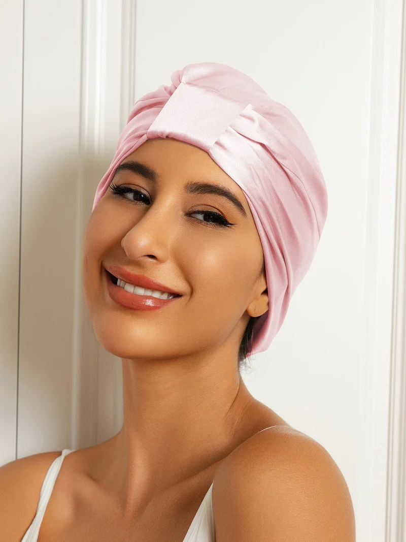 Reine Seide Doppelschicht Nacht Turban Seidenhaube