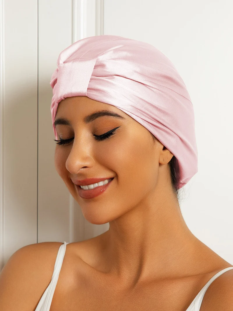 Reine Seide Doppelschicht Nacht Turban Seidenhaube