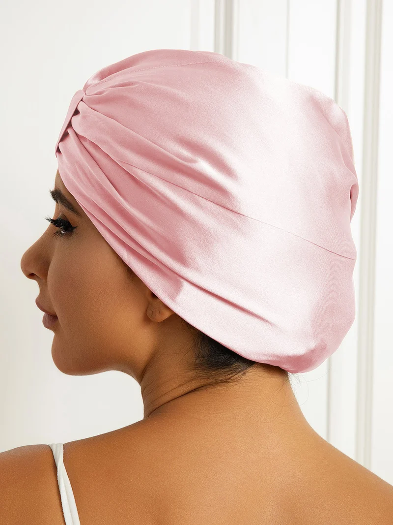 Reine Seide Doppelschicht Nacht Turban Seidenhaube