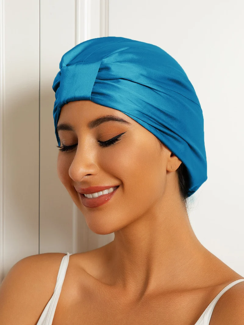 Reine Seide Doppelschicht Nacht Turban Seidenhaube