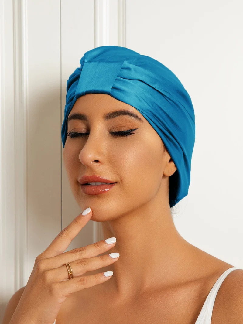 Reine Seide Doppelschicht Nacht Turban Seidenhaube