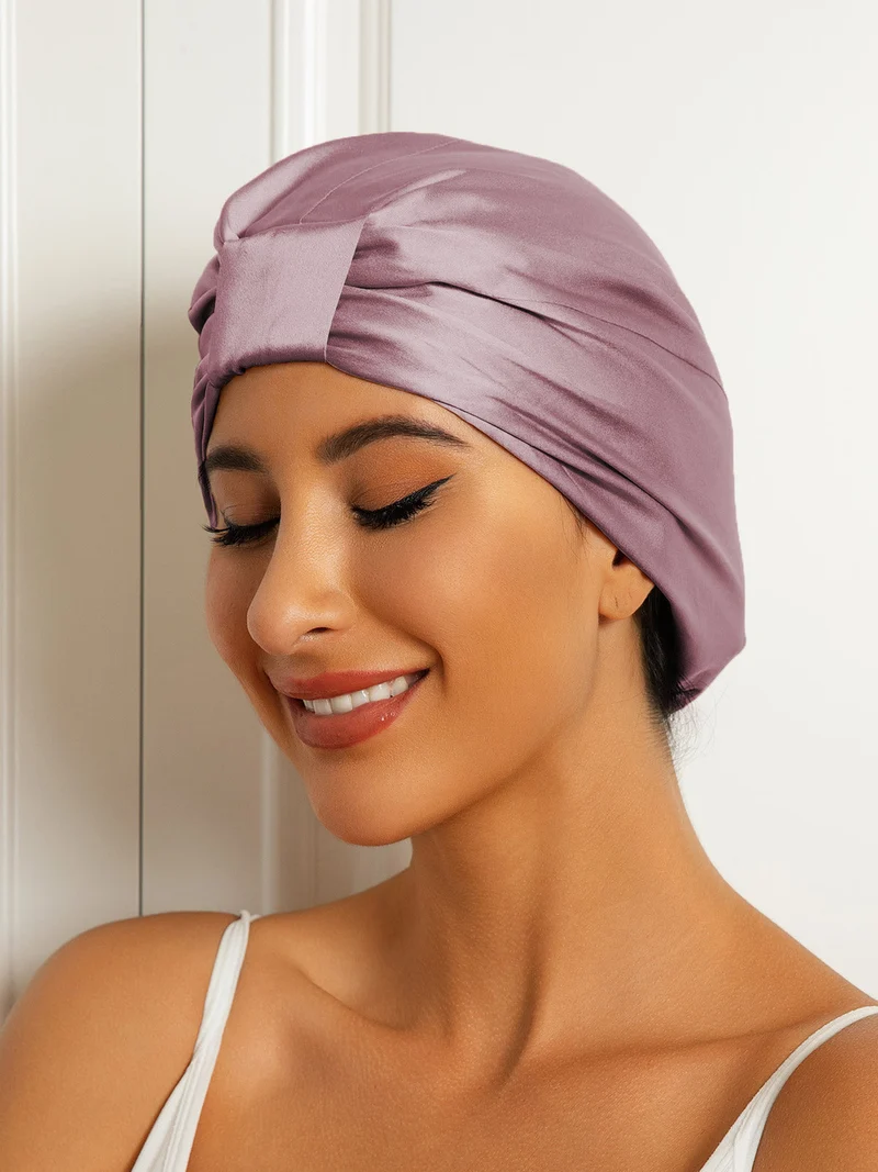 Reine Seide Doppelschicht Nacht Turban Seidenhaube