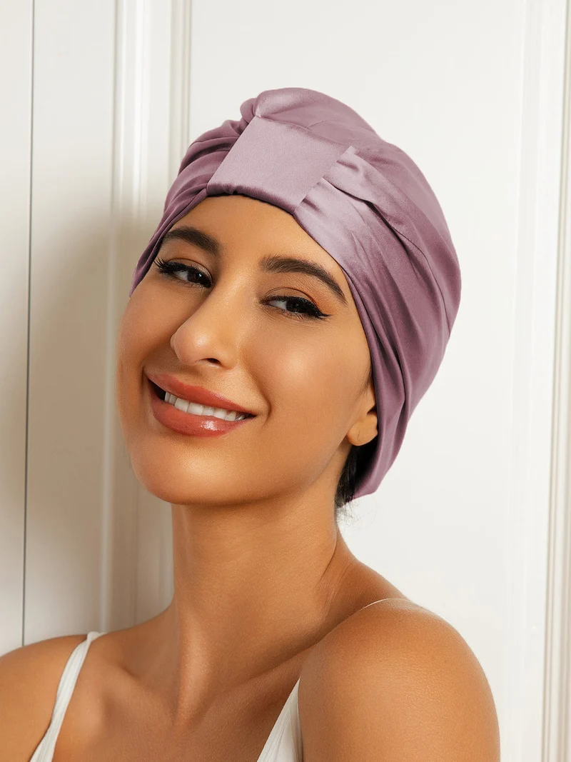 Reine Seide Doppelschicht Nacht Turban Seidenhaube
