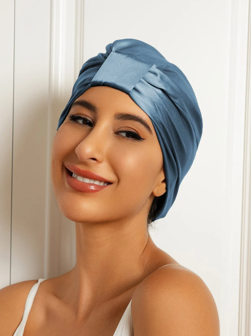 Reine Seide Doppelschicht Nacht Turban Seidenhaube