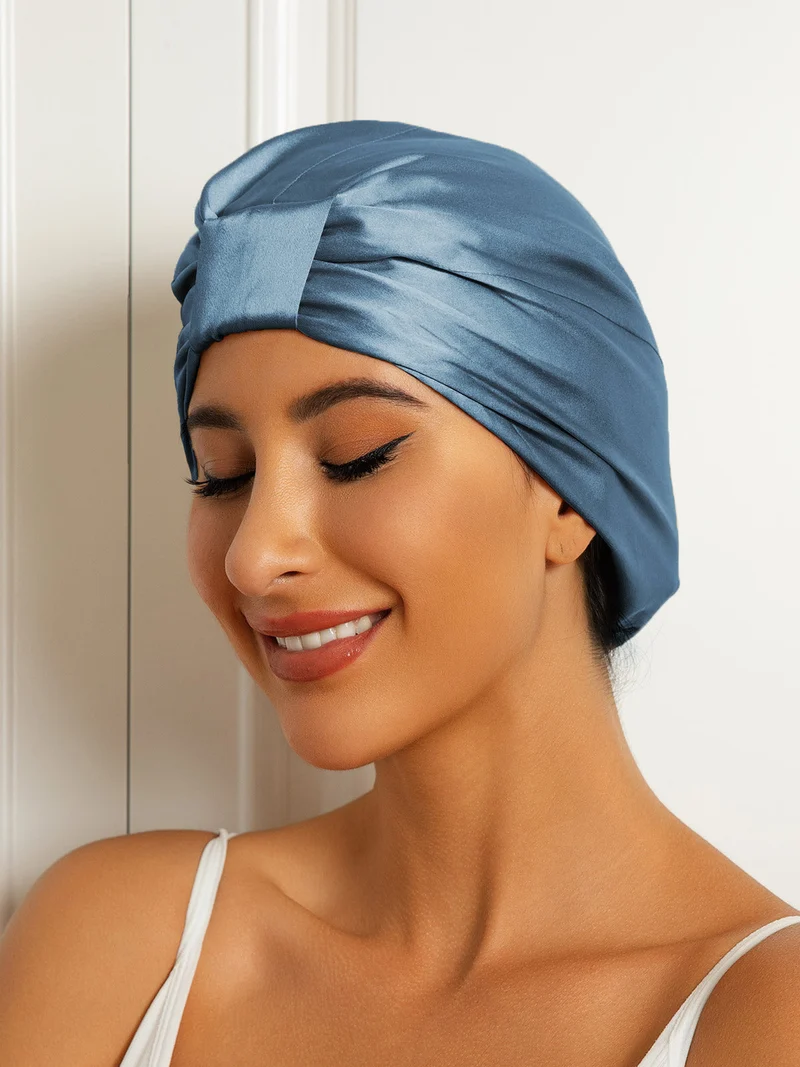 Reine Seide Doppelschicht Nacht Turban Seidenhaube