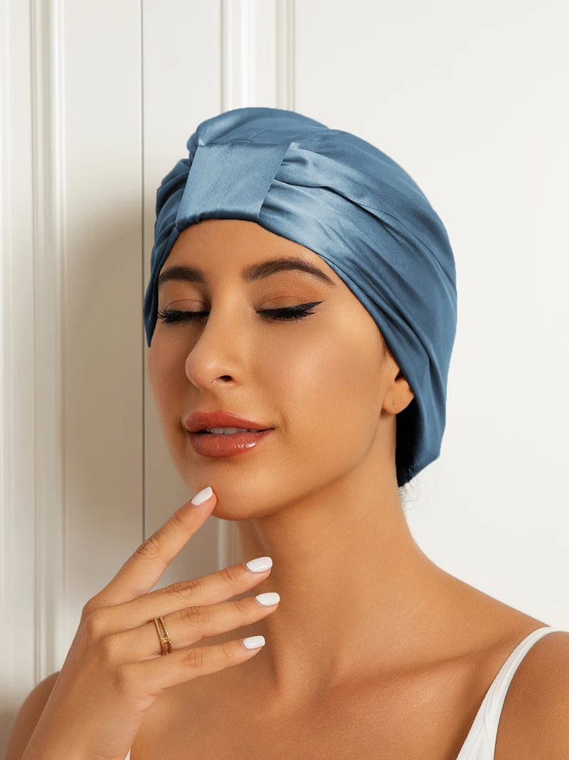 Reine Seide Doppelschicht Nacht Turban Seidenhaube