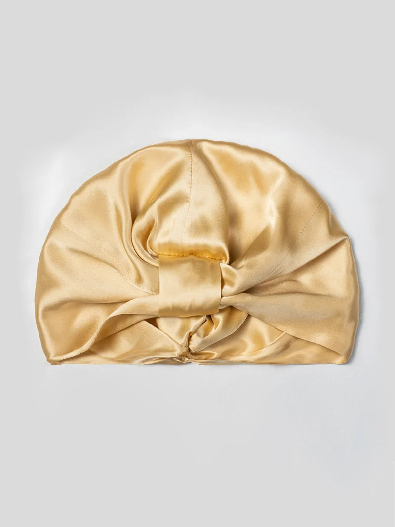 Reine Seide Doppelschicht Nacht Turban Seidenhaube