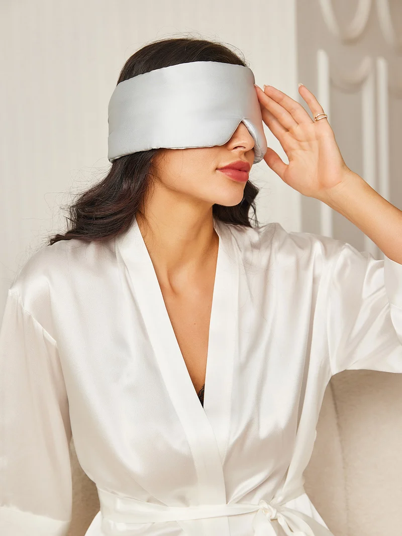 100% Maulbeerseide einteilige Schlafmaske mit Klettverschluss