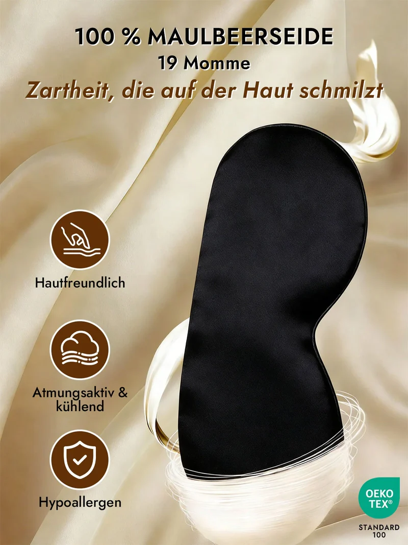 100% Maulbeerseide Schlafmaske mit Elastikband