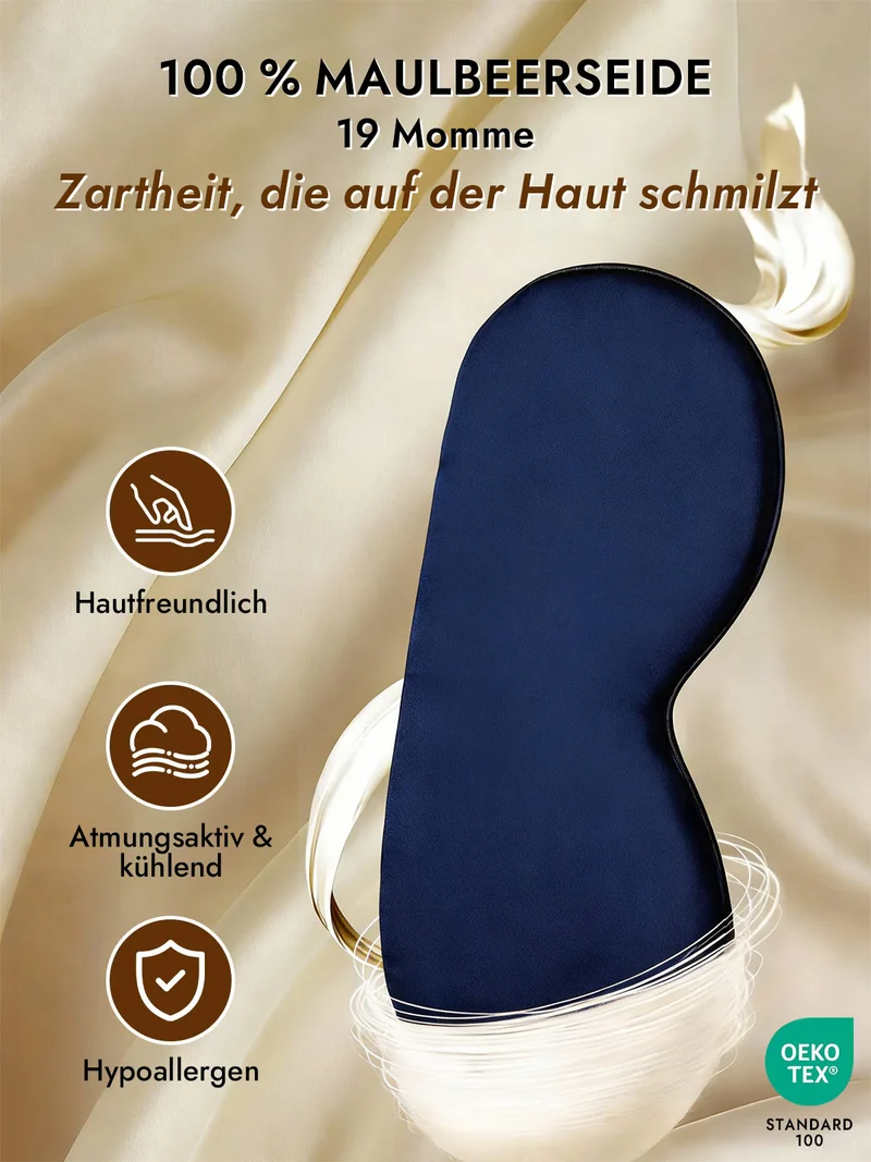100% Maulbeerseide Schlafmaske mit Elastikband